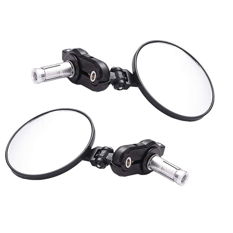 MOTLTECH Universal Motorcycle Mirrors - 3 Inch Round Folding Bar End Side Mirror for Honda, Scooter, Suzuki, Yamaha, Kawasaki, Victory, Harley Davidson and More - Image 1